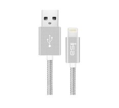 Кабель USB 8 pin подходит для Apple алюминий/нейлон 1м серебро ISA (гарантия 2 недели)